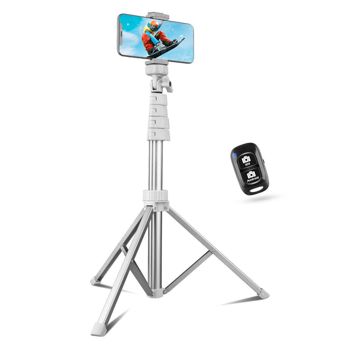 SENSYNE 62" Phone Tripod, Extendable Selfie Stick with Wireless Remote