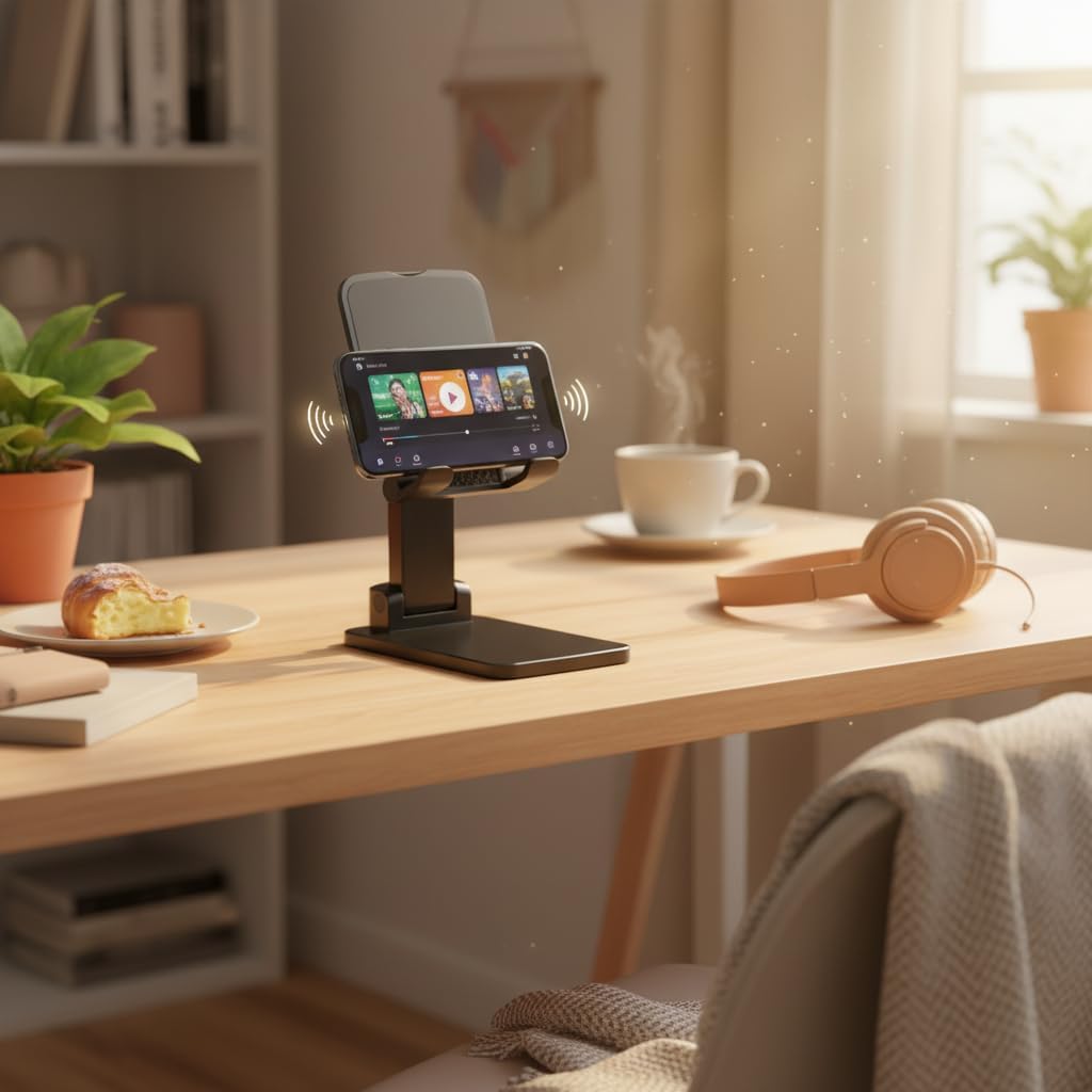 Adjustable Phone Stand, Heavy Duty Black Phone Holder