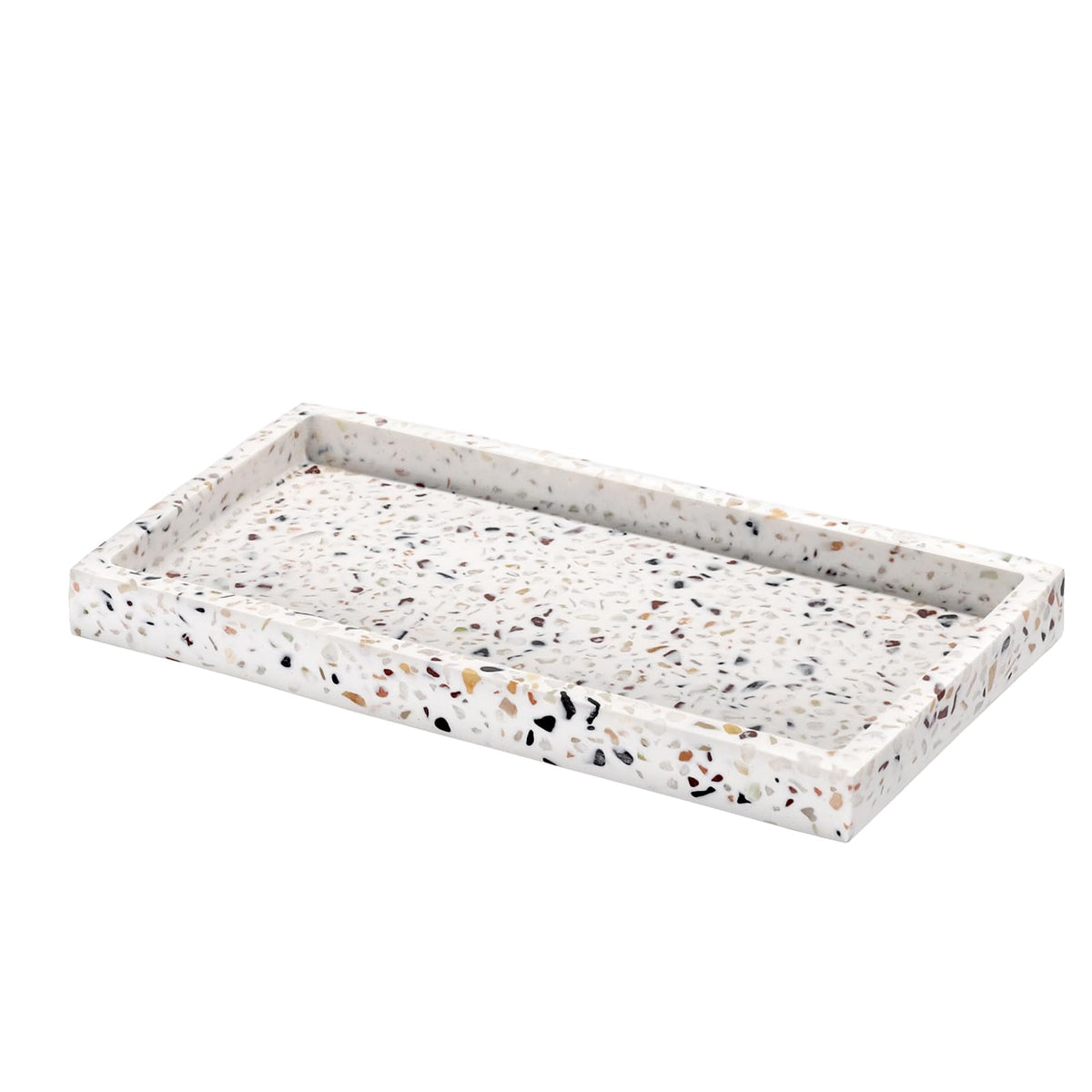 Luxspire Resin Bathroom Tray for Countertop Organizer, Mini, White Marble