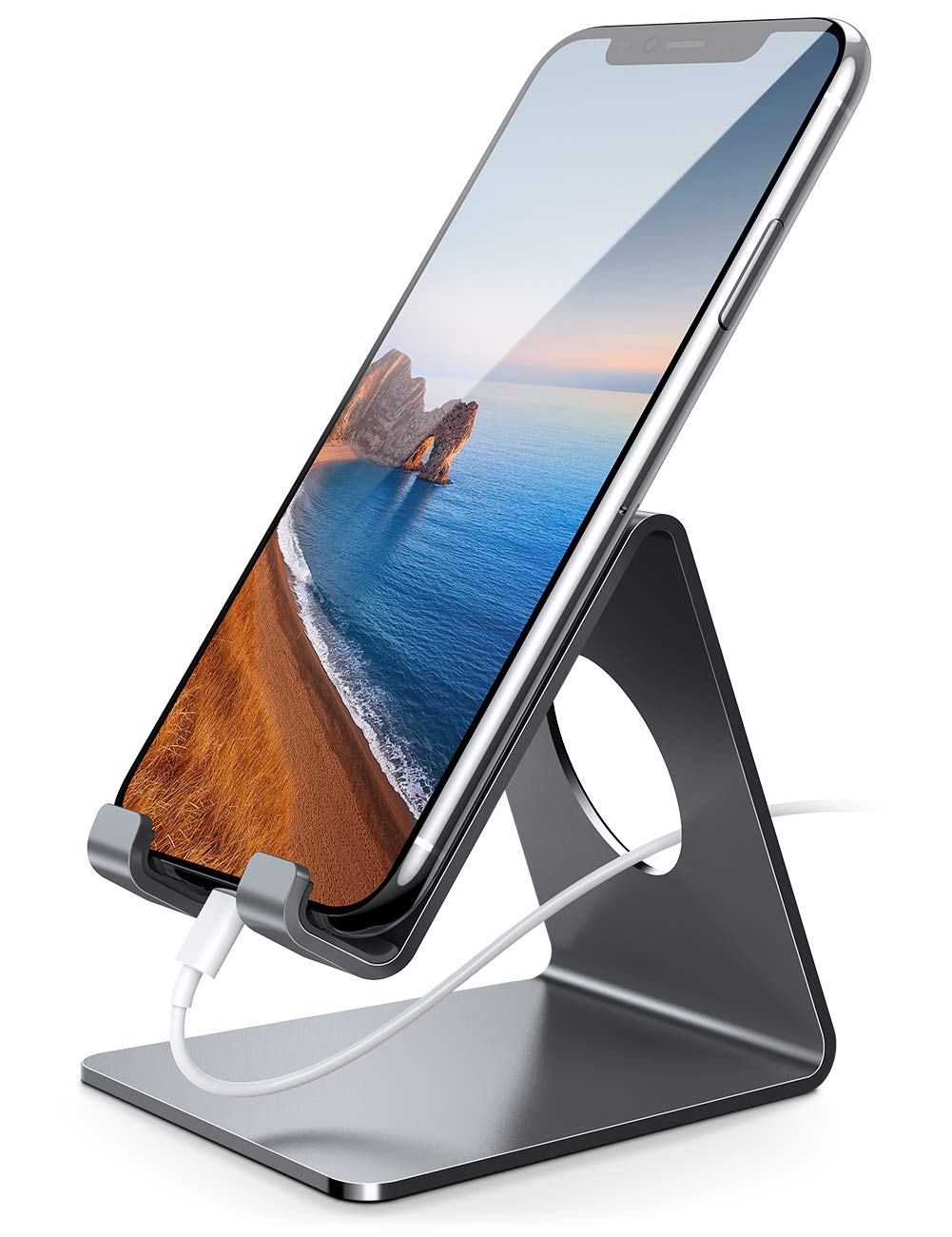 Lamicall Cell Phone Stand, Phone Dock: Cradle, Holder, Stand for Office Desk - Black