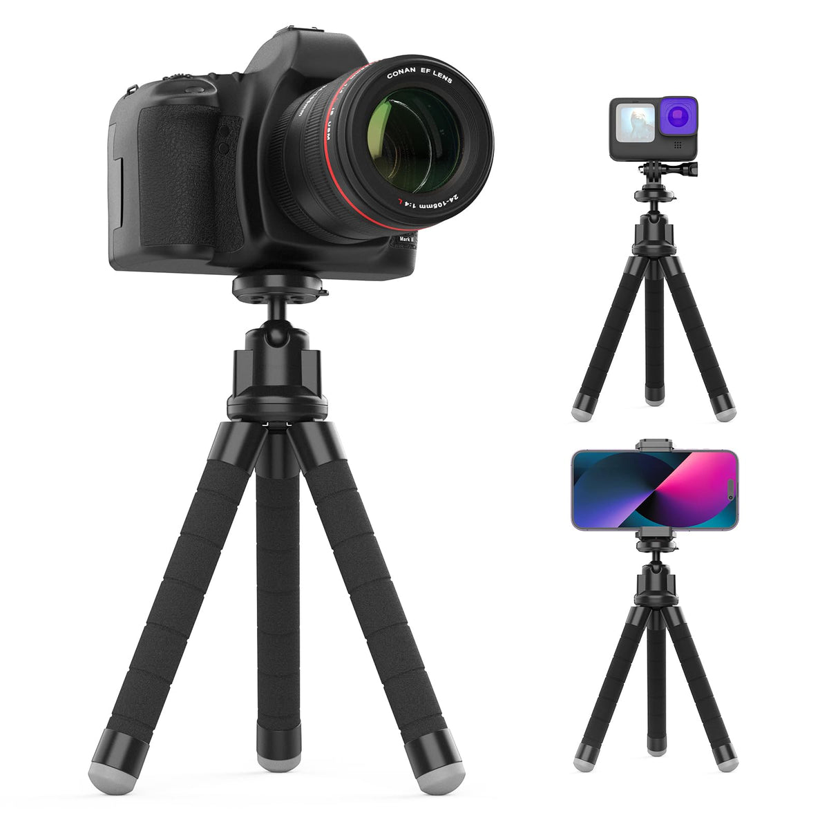 Ubeesize Phone Tripod, Portable and Flexible Tripods with Wireless Remote and Clip, Cell Phone Tripode Stand for Video Recording