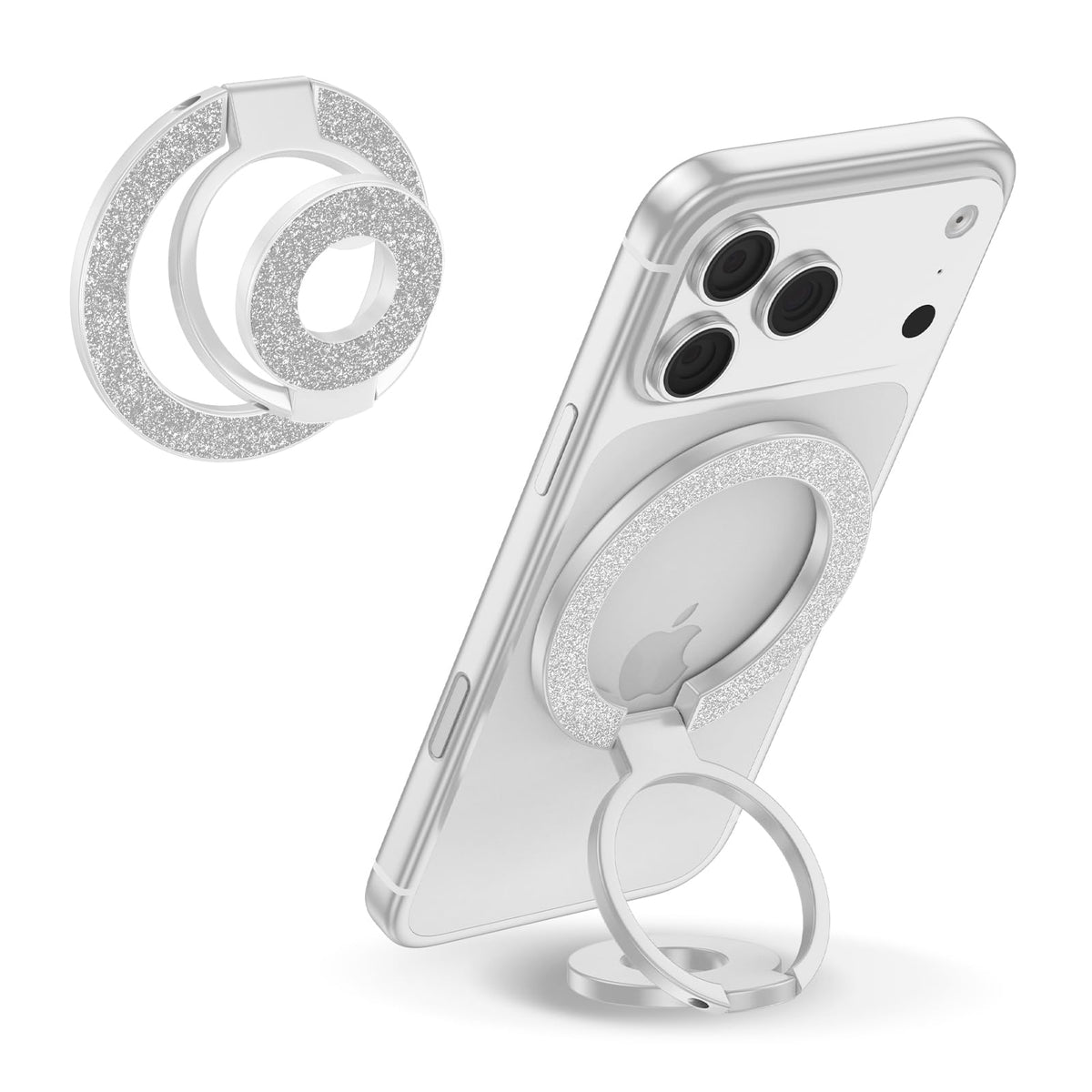 Magnetic Finger Phone Grip Holder Dual-Sided Magnet Gym Finger Ring Loop Adjustable MagSafe Finger Ring for iPhone 17 Pro Max Air 16e 16 15 14 13 12 Pro Max,Samsung,Phone Stand for Magnetic Car Mount