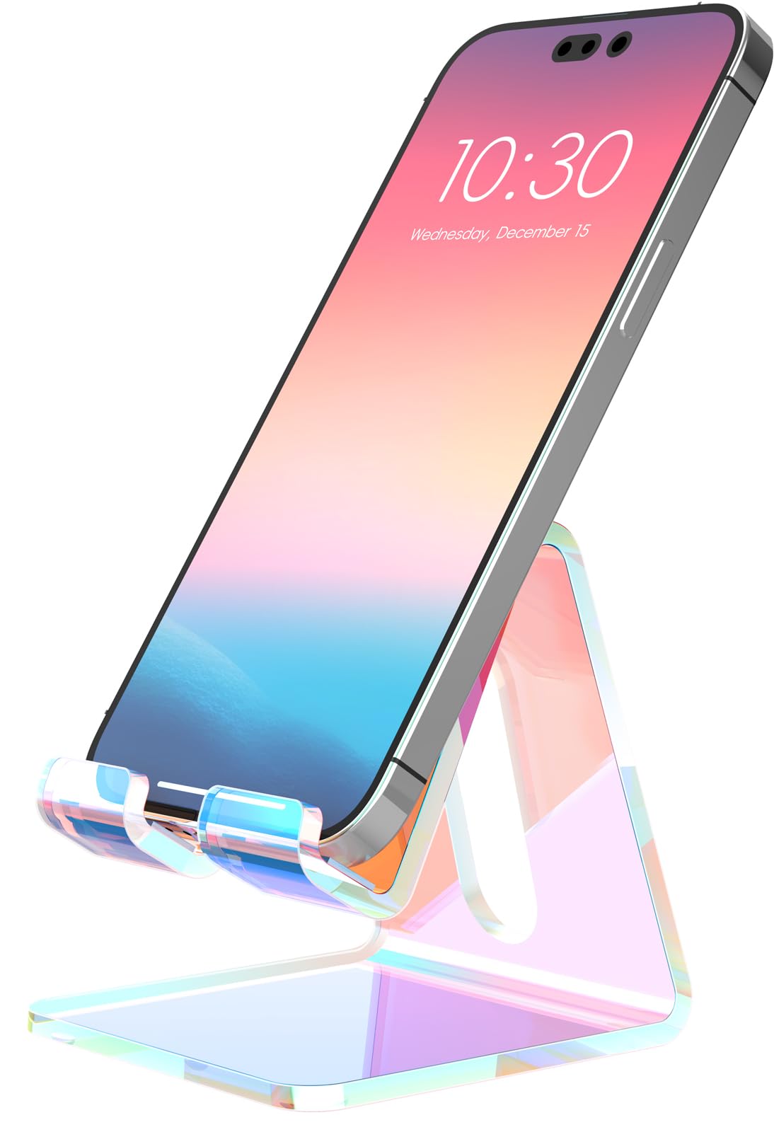 Crpich Acrylic Cell Phone Stand, Portable Clear Phone Stand for Desk, Compatible with Phone16 15 14 13 Pro Max Mini 12 11 Plus SE, Switch, Android Smartphone, Pad, Tablet, Desk Accessories