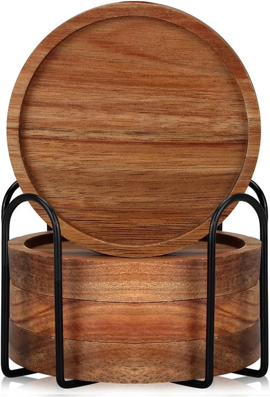 Wood Coasters Set of 4 Farmhouse Outdoor Coster for Drink Patio Table Decor