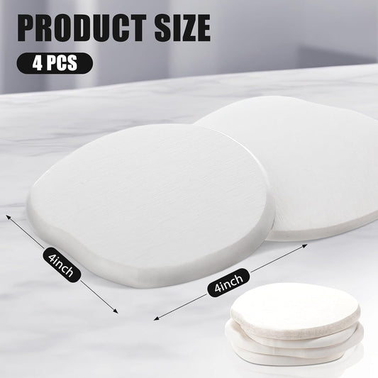 Diatomaceous Earth Coasters Set of 4,Cool Absorbent Quick-Dry Drink Coasters for Desks, Cute Modern Stone Design with Stylish White Aesthetic (4, White)