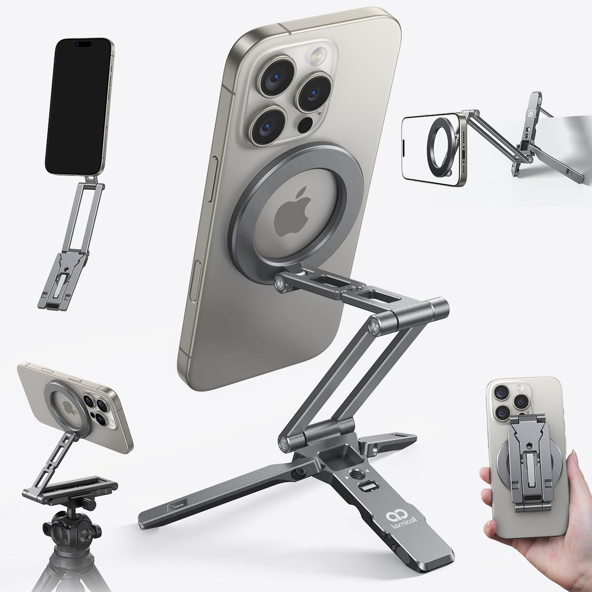 Lamicall for MagSafe Tripod Stand Ultra-Compact with 1/4" Screw, Arca, Hook