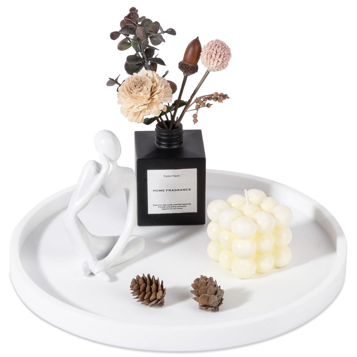 Silicone Bathroom Tray Coffee Table Decor Perfume Organizer, 9" Black