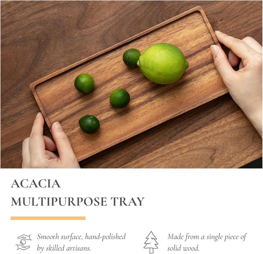 Vandroop Mini Wooden Serving Platter, Small Wood Serving Tray 9.8 x 4.6 in
