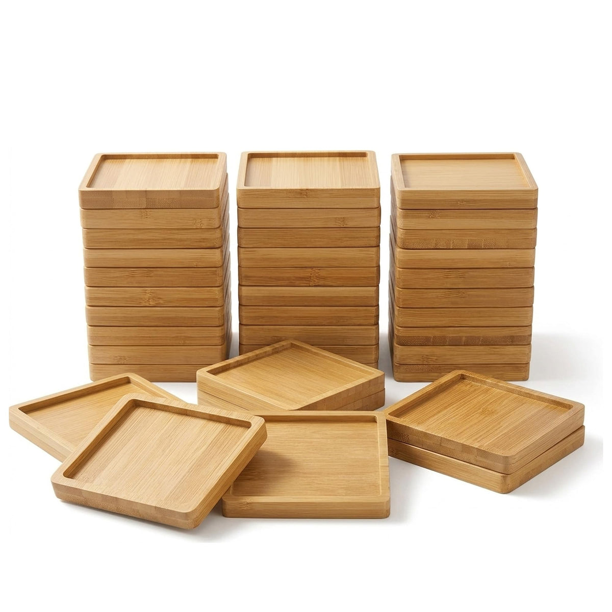 Bamboo Coasters for Crafts, 20 Pcs 3.54" Square Mosaic Blanks