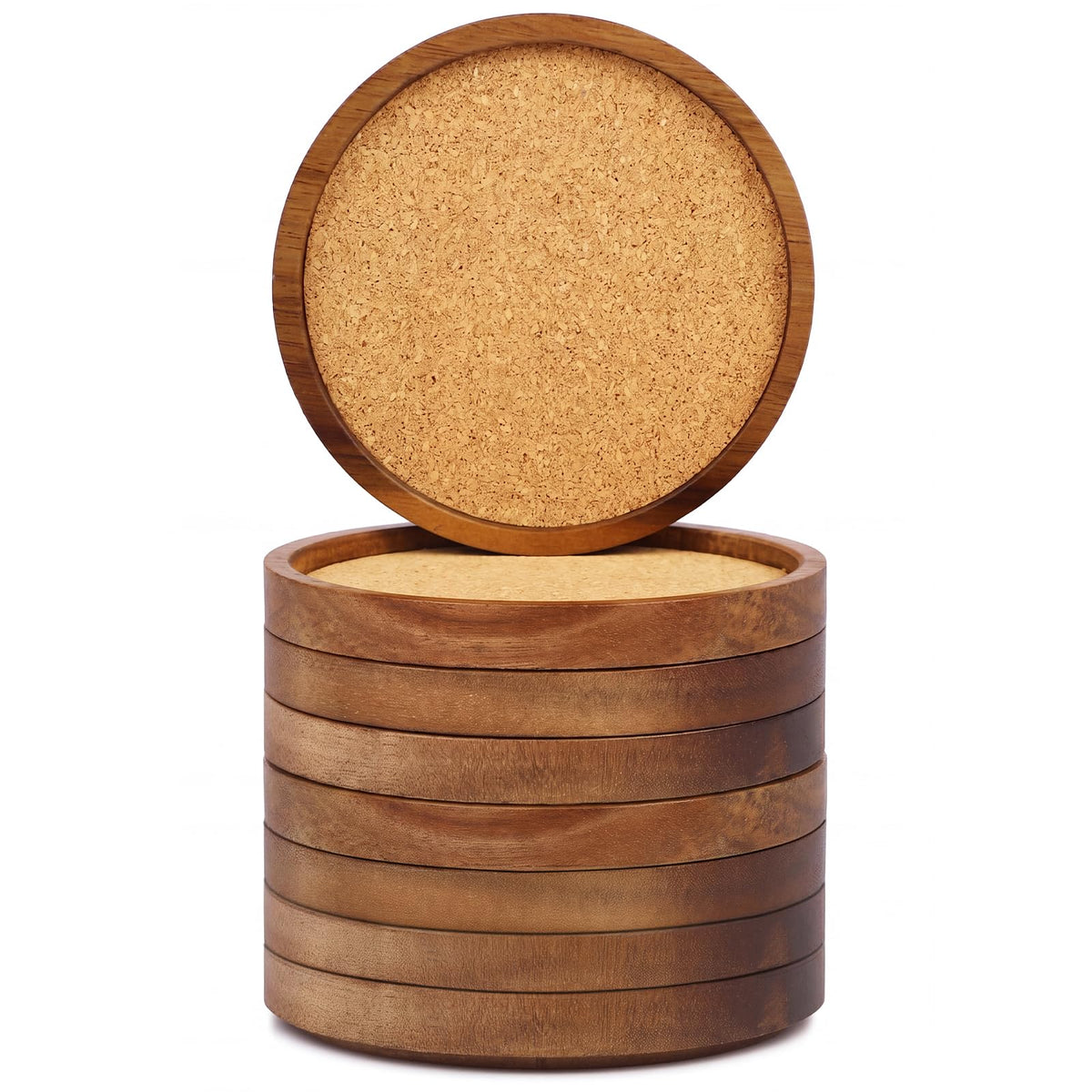 Stackable Wood Absorbent Cork Coaster Set of 4 for Drink, Home Decor