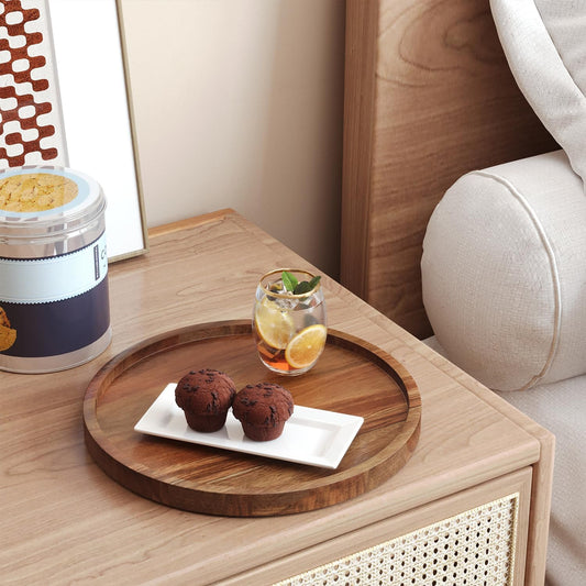 VERTORGAN Acacia Wood Serving Tray,8.7 Inch Decorative Trays,Home Decor