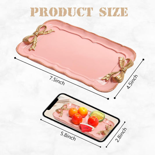 Warmtree Bow Jewelry Tray, Coquette Trinket Dish, Vanity Decor