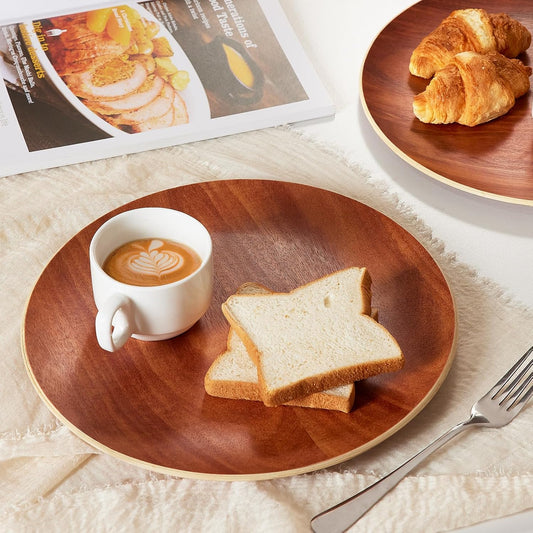 Yangbaga Acacia Wood Serving Tray: Round Decorative Tray for Home Decor