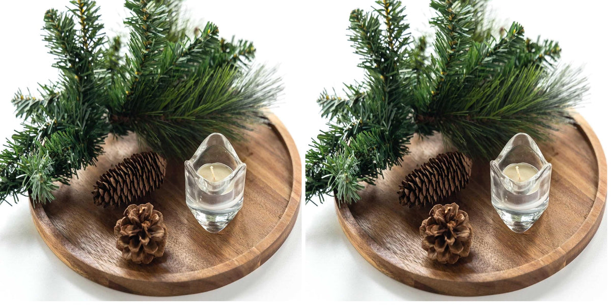 11.5 Inches Candle Holder Tray Home Decor, Round Wood Tray for Coffee Table, Small Wooden Serving Decorative Trays for Home