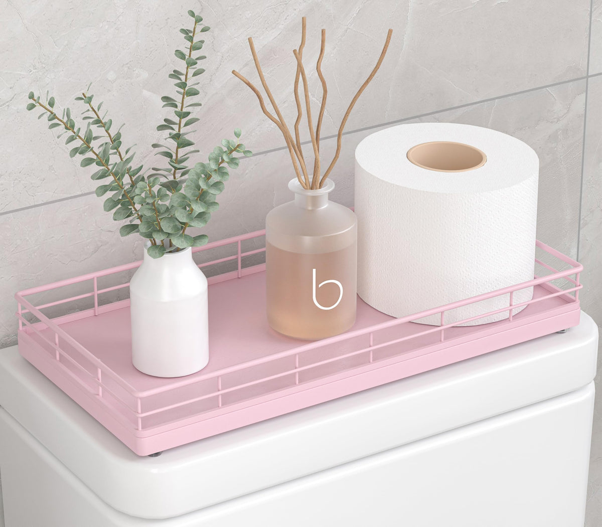 Bathroom Tray for Counter Top Organizer, Oak Wood Vanity Tray