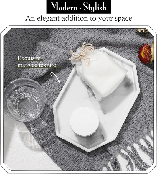 Shinowa 8" Small Octagon Bathroom Vanity Decorative Tray Resin Jewelry Dish