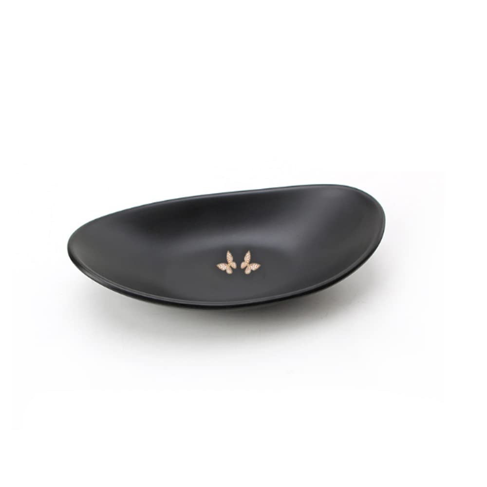 Binoster Black ring jewellery tray organiser tray, dresser decor key flat jewellery bowl decorative oval dish