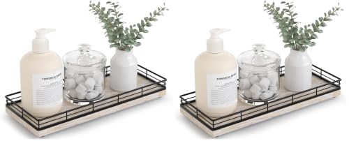 Bathroom Tray for Counter Top Organizer, Oak Wood Vanity Tray