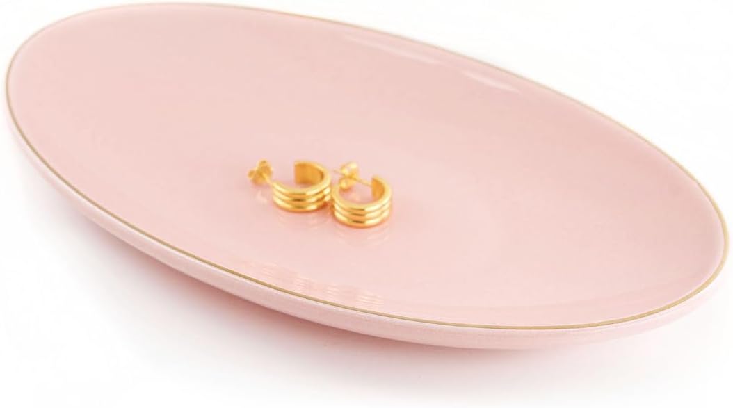 HANKOR Ceramic Key Bowl for Entryway Table, 7 x 4 Key Dish Tray Catch All Bowl, Small Decorative Bowl for Key Jewelry Ring, Green