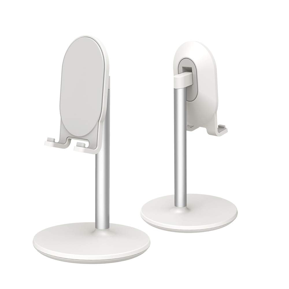 Bright Stone Phone Stand for Desk, Adjustable Cell Phone Holder for Desk, Compatible with 4"-12.9" Phones/Tablet/iPhone/iPad/Switch (White)