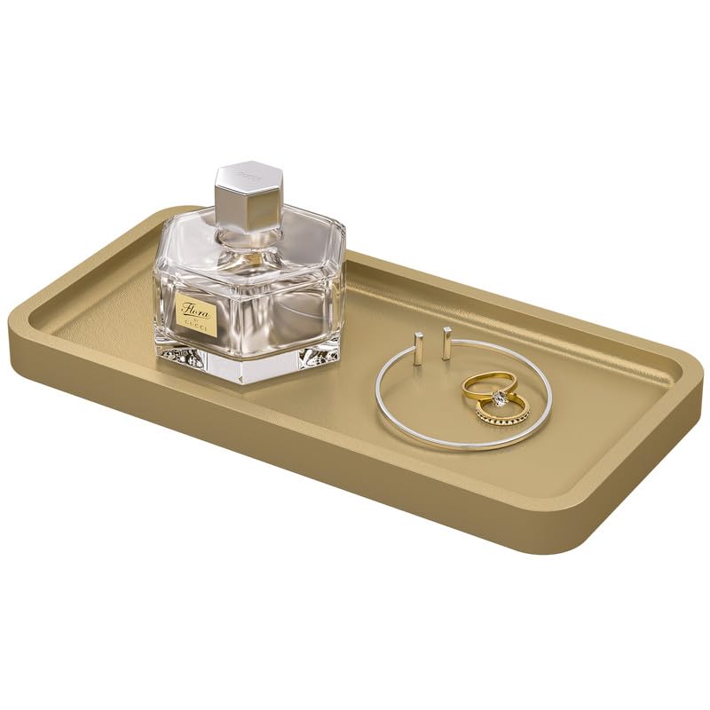 Weenson Small Bathroom Vanity Tray for Countertop Makeup Perfume Jewelry Decor Candle Keys, Small Black Kitchen Tray for Soap Dispenser Spice Bamboo Toilet Tray 7.9" L x 4" W x 0.79" H