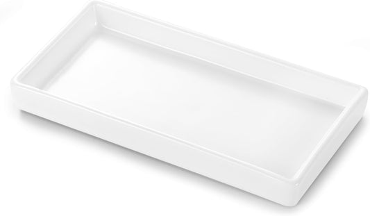 Luxspire Bathroom Vanity Tray Ceramic Perfume and Jewelry Dish, Mini, White
