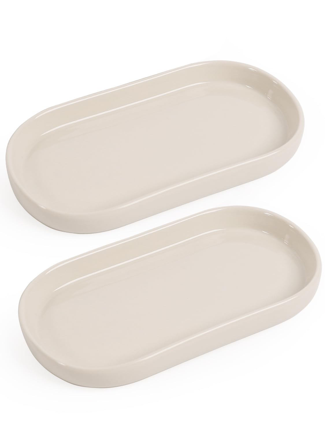 INGOFIN 7" Ceramic Bathroom Vanity Tray- Bathroom Organizer Countertop Tray for Perfume, Jewelry, Candles, Small Kitchen Counter Soap Tray, Decorative for Bathroom Vanity, Toilet Tank, Green