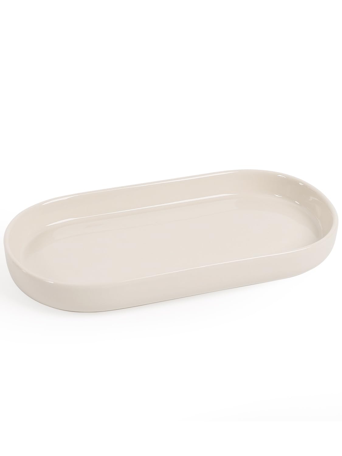 INGOFIN 7" Ceramic Bathroom Vanity Tray- Bathroom Organizer Countertop Tray for Perfume, Jewelry, Candles, Small Kitchen Counter Soap Tray, Decorative for Bathroom Vanity, Toilet Tank, Green