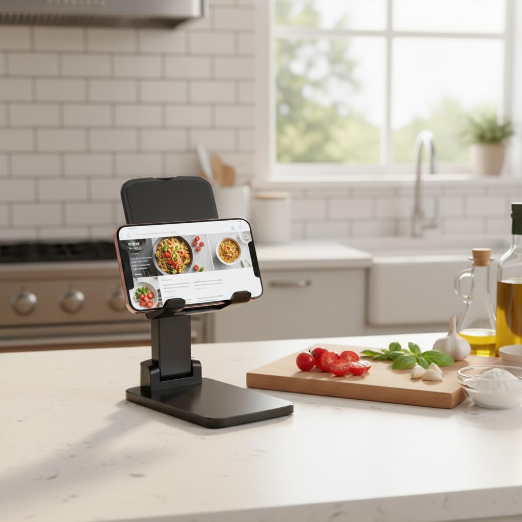 Adjustable Phone Stand, Heavy Duty Black Phone Holder