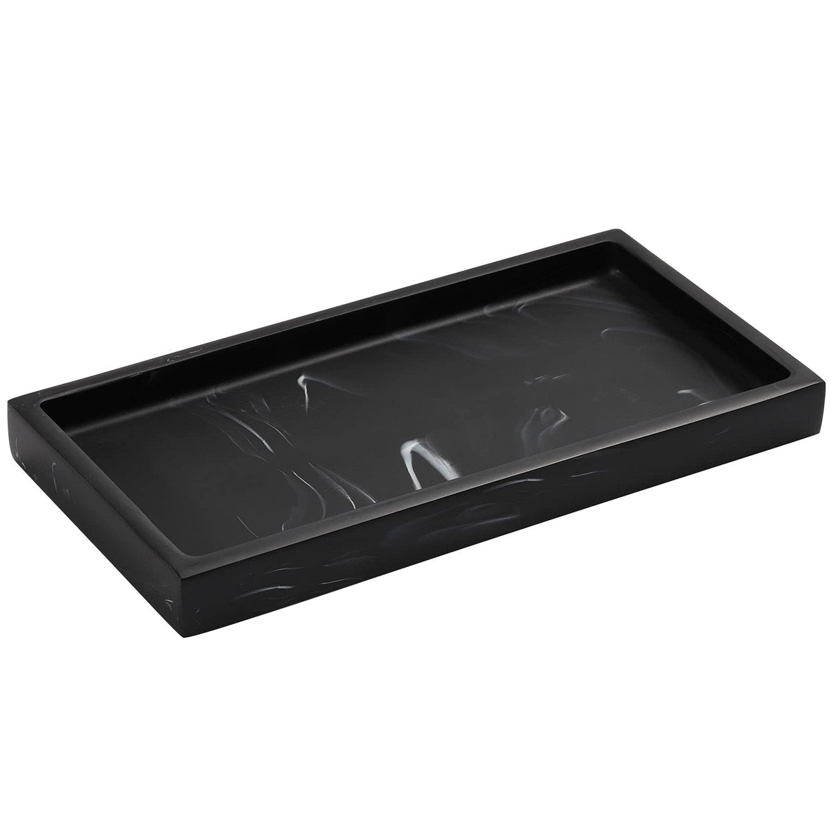 Luxspire Resin Bathroom Tray for Countertop Organizer, Mini, White Marble