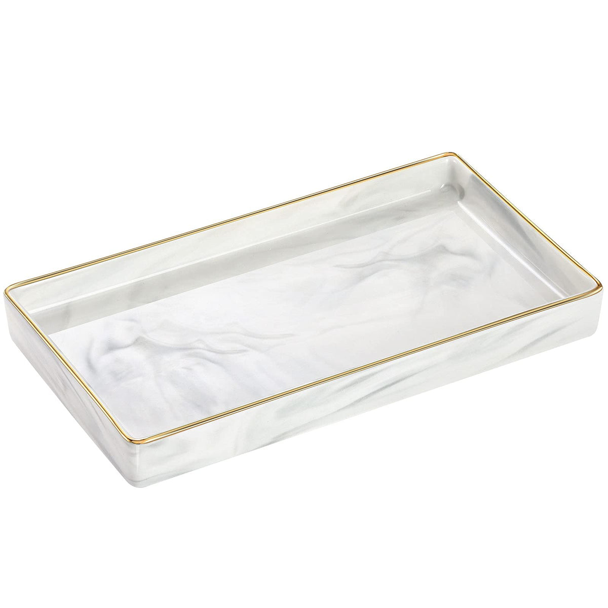 Luxspire Bathroom Vanity Tray Ceramic Perfume and Jewelry Dish, Mini, White