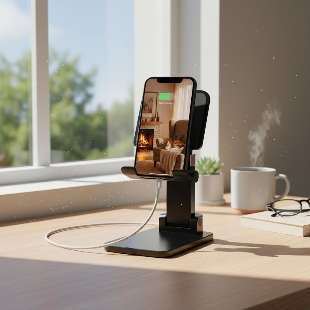 Adjustable Phone Stand, Heavy Duty Black Phone Holder
