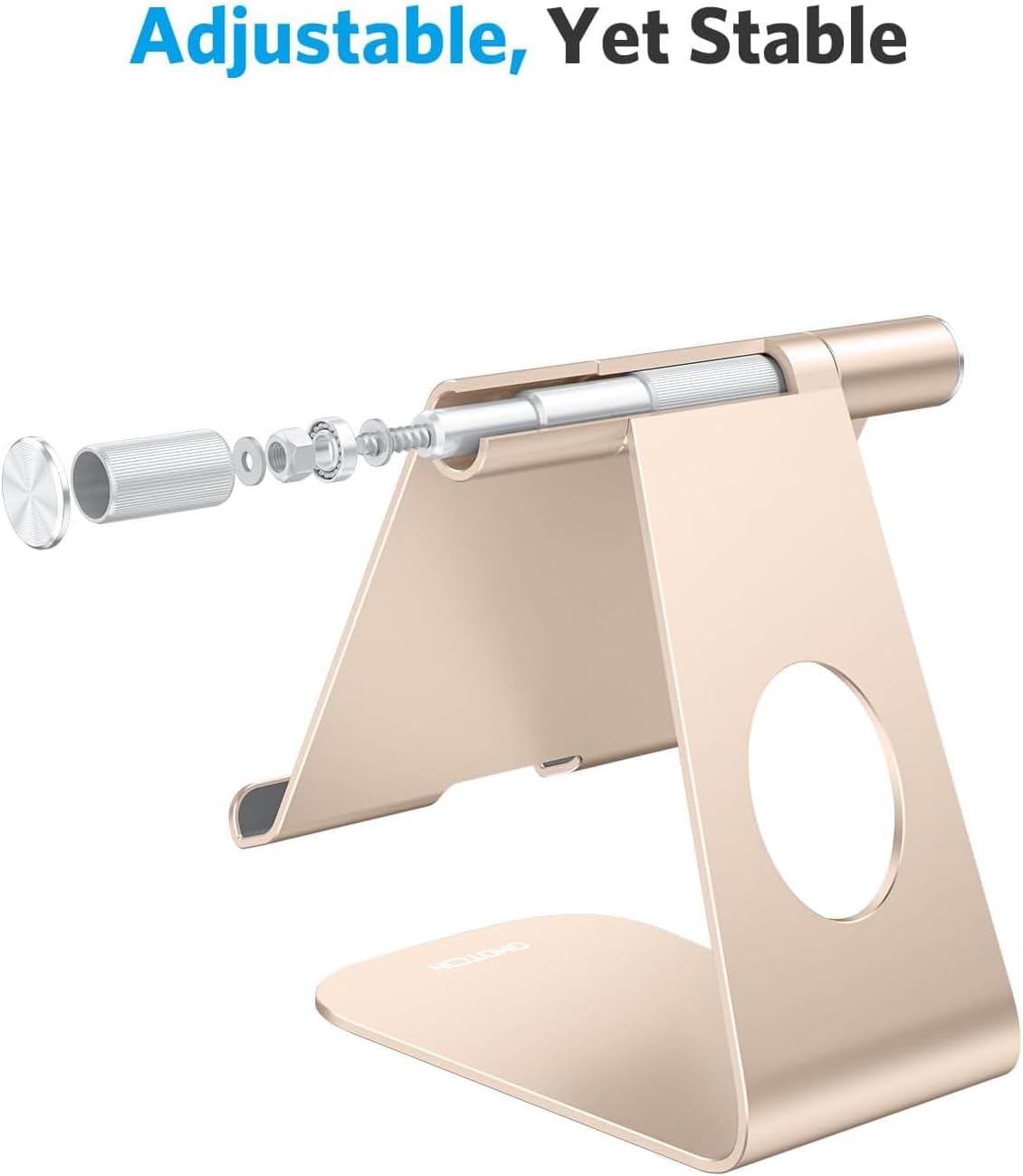 OMOTON T1 Adjustable Tablet Stand for Desk, Aluminum Holder for iPad Gold