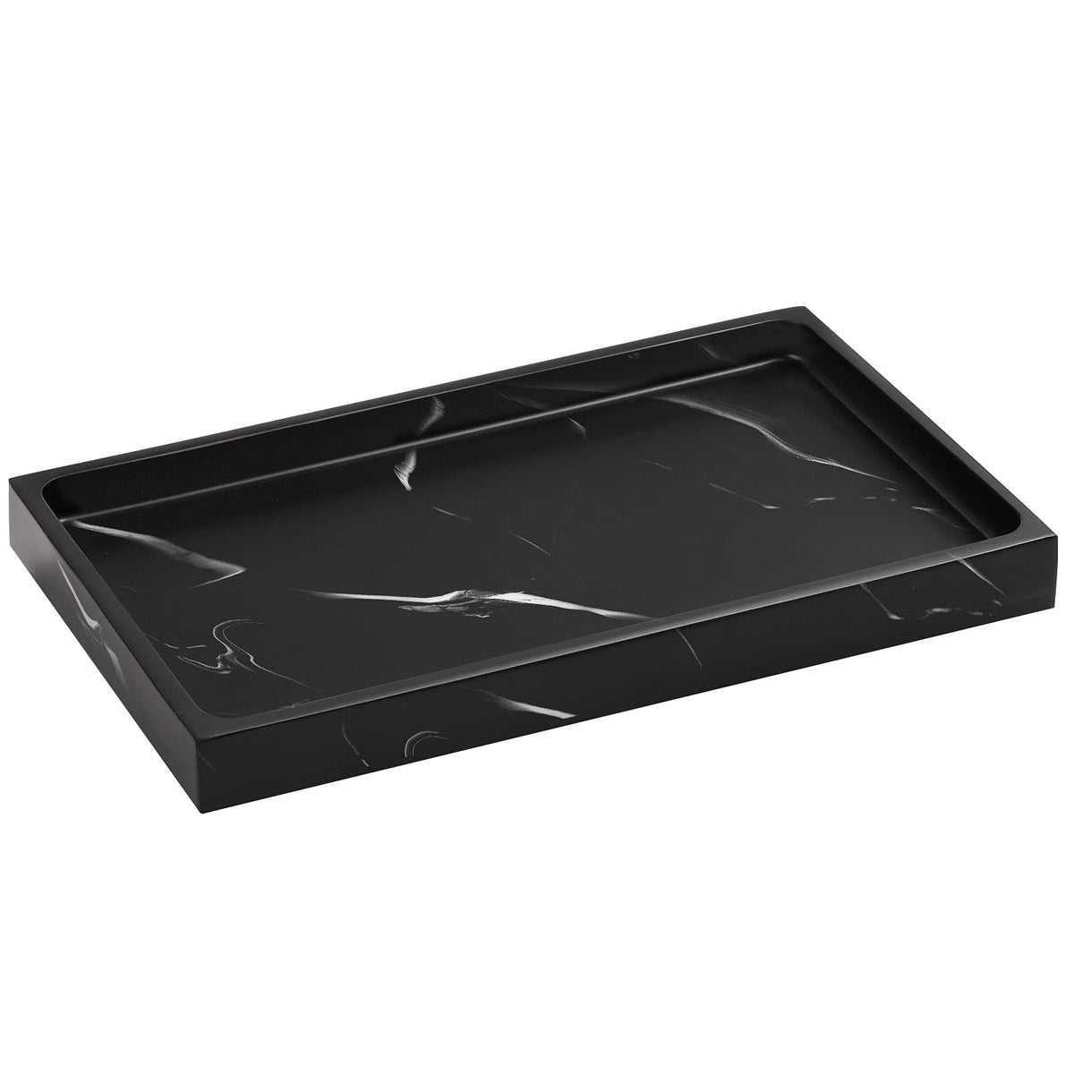 Luxspire Resin Bathroom Tray for Countertop Organizer, Mini, White Marble