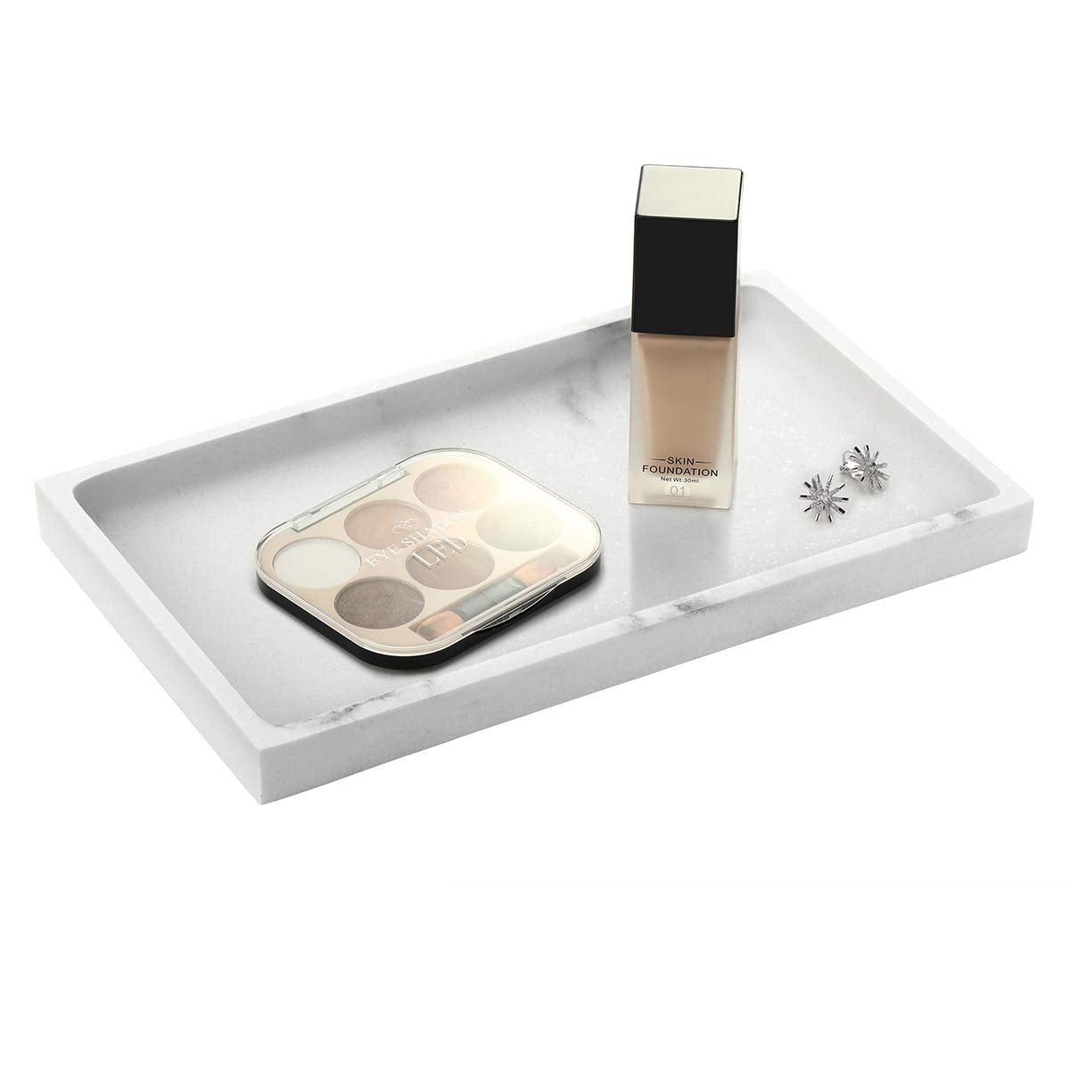 Emibele Bathroom Vanity Tray Countertop, 8" Rectangular Marble Resin Tray