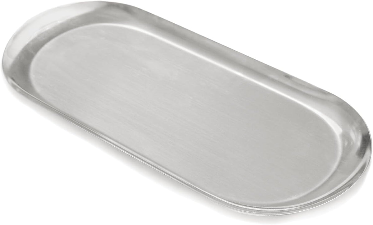 12inch Large Decorative Tray, Thicken Stainless Steel Bathroom Vanity Tray for Dresser Counter, Oval Jewelry Perfume Cosmetics Trays Organizer (Gold)