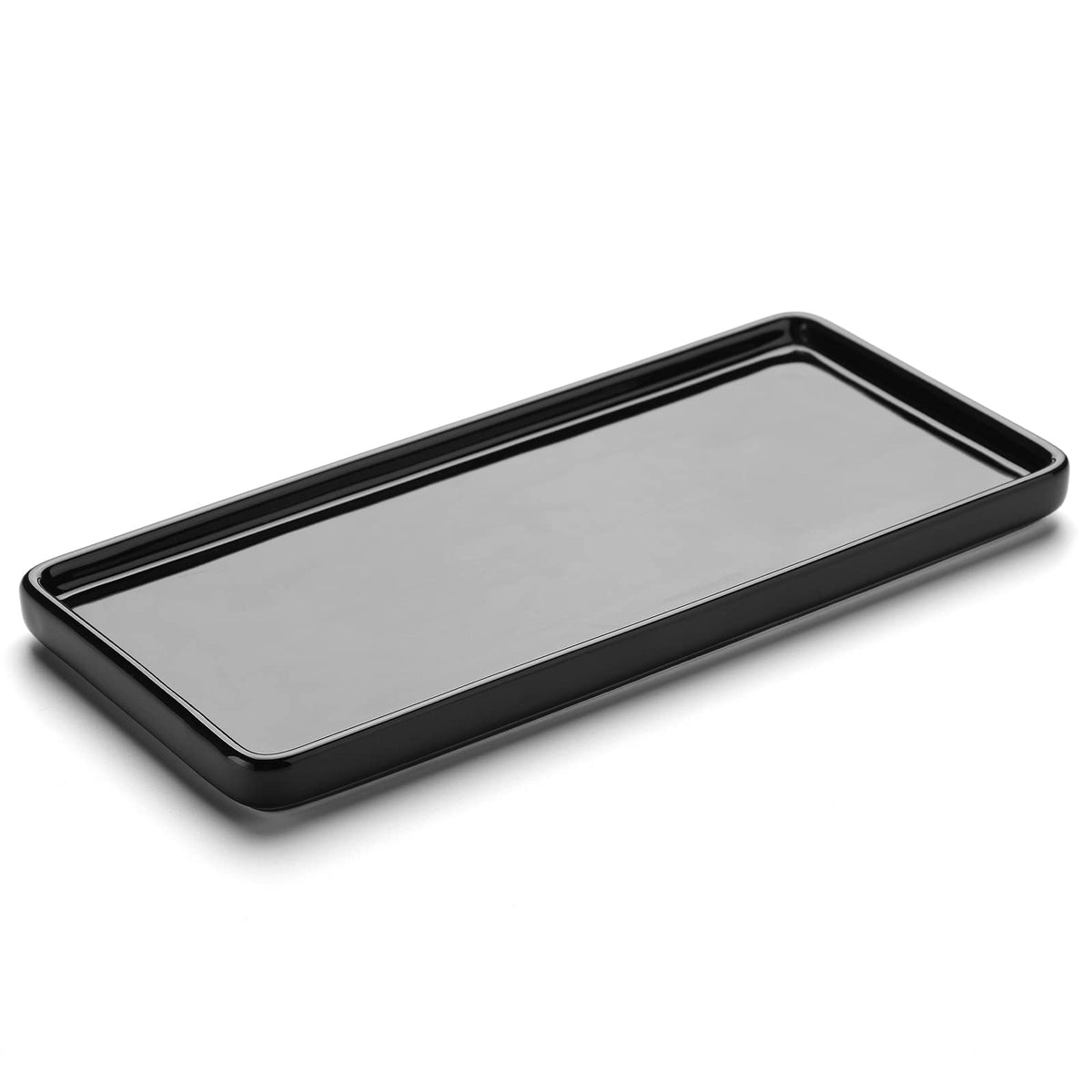 Gurygo 8" Bathroom Trays - Ceramic Vanity Tray for Bathroom - Small Ceramic Tray - Kitchen Soap Trays - Porcelain Dispenser Organizer for Kitchen Bathtub Counter (White)