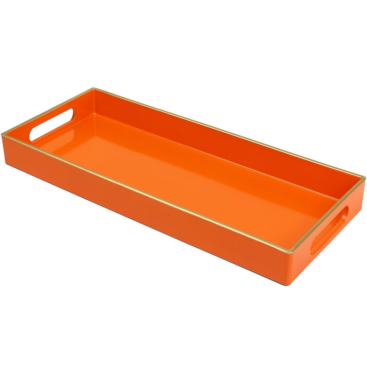 Blue Bathroom Vanity Tray for Countertop, Small Plastic Toilet Tank Versatile Storage & Organization Tray for Makeup, Perfume, Desk, Kitchen, Candles, 13.7"x6"x1.4", 35HB