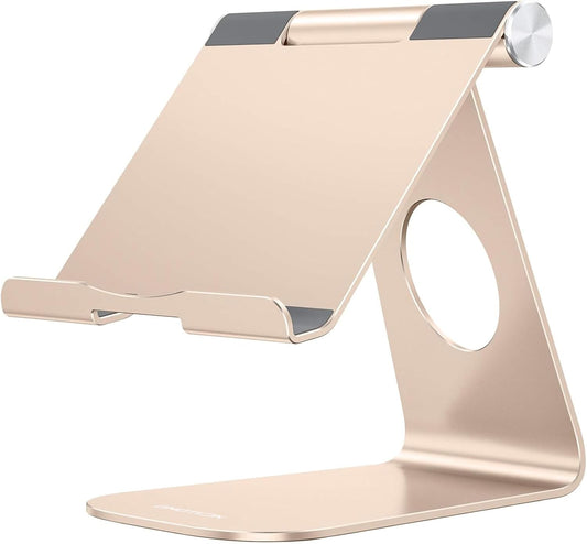 OMOTON T1 Adjustable Tablet Stand for Desk, Aluminum Holder for iPad Gold