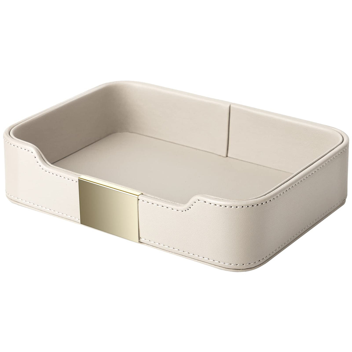 SANZIE Luxury Leather Tray Organizer, Valet Tray Key Bowl (Khaki Green)