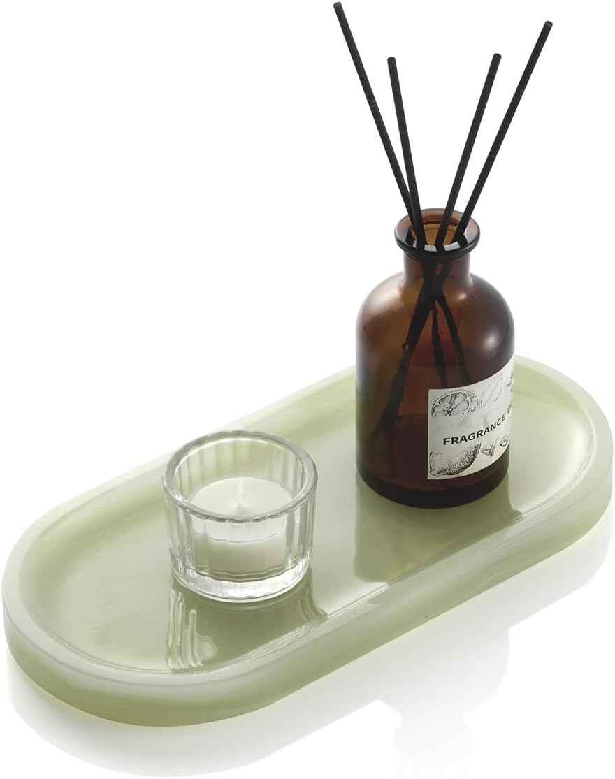 Natural Marble Decorative Tray, 9.8”x4.4”, Green