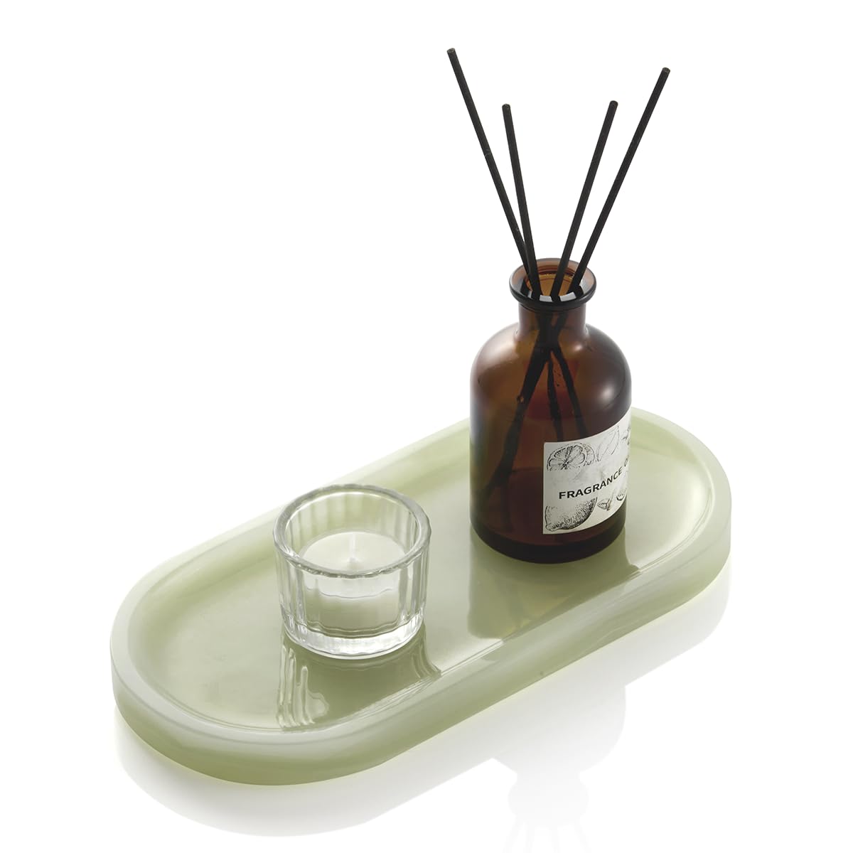 Natural Marble Decorative Tray, 9.8”x4.4”, Green
