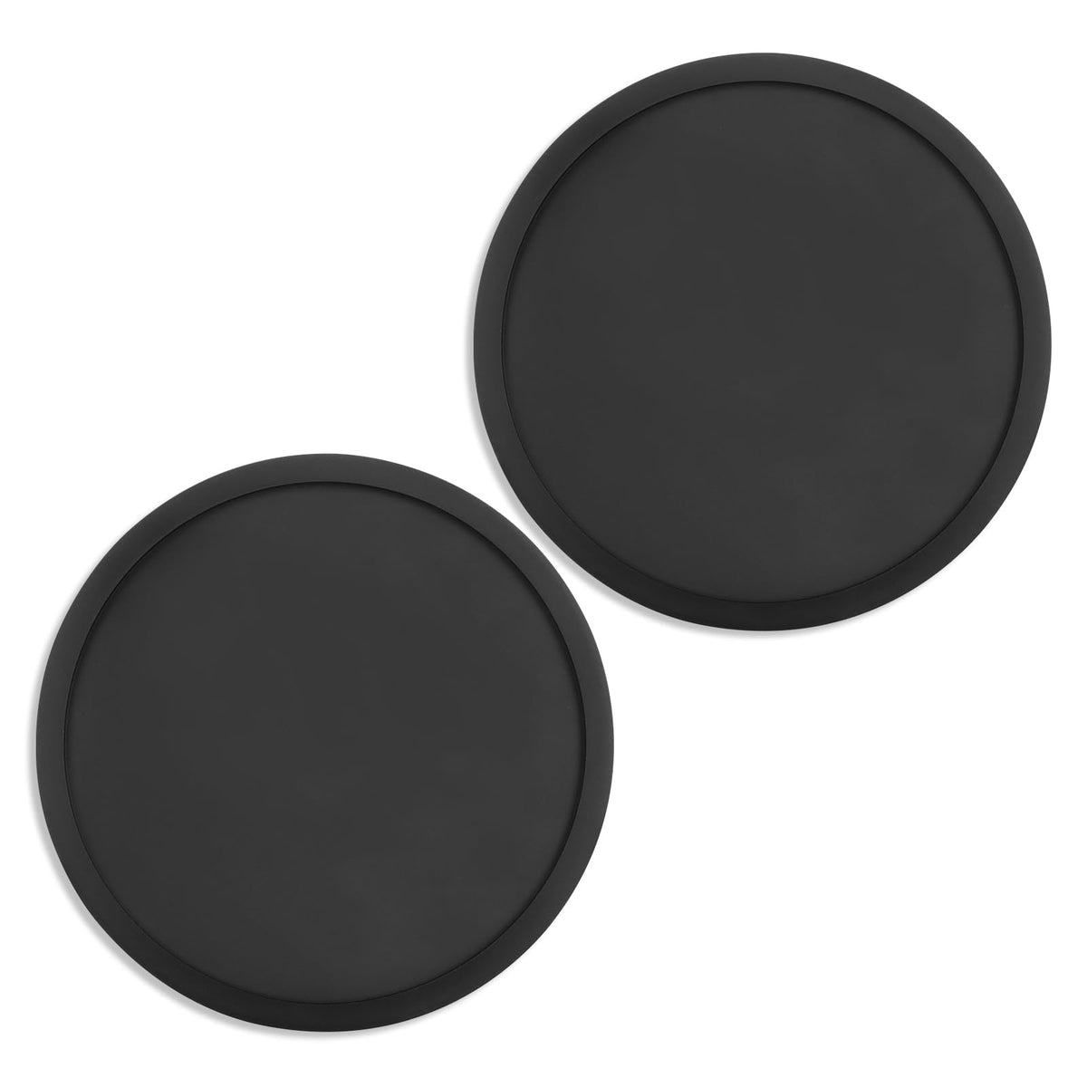 3 Pack Silicone Coasters for Drinks, Thickened Black Coaster with Deep Tray Grooved Design Cup Mat, Washable Heat Resistant Durable Non-Slip Coasters for Coffee Table Wooden Desk Kitchen Bar