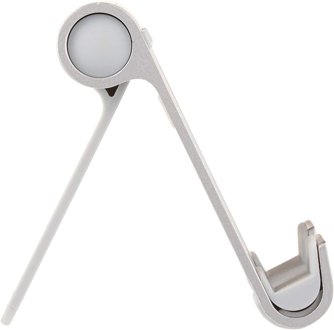 Amazon Basics Multi-Angle Portable Foldable Stand for Tablets, E-Readers and Phones, Non-Slip Desktop Holder for iPads, iPhones, Kindles, Hands-Free Viewing - Silver