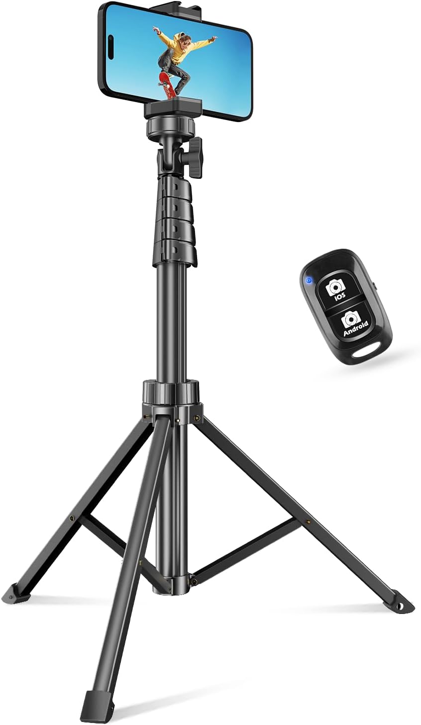 SENSYNE 62" Phone Tripod, Extendable Selfie Stick with Wireless Remote