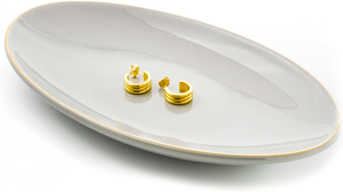 HANKOR Ceramic Key Bowl for Entryway Table, 7 x 4 Key Dish Tray Catch All Bowl, Small Decorative Bowl for Key Jewelry Ring, Green
