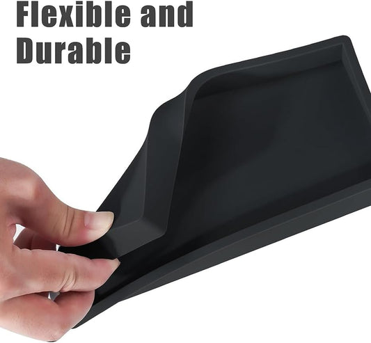 2PCS 7.87” L x 3.93” W Silicone Soap Dispenser Trays, countertop Tray for Kitchen Counter, Toilet, Small Black Tray for Scrubber, Lotion Bottles, Perfume, Jewelry, Candle, Key Trinket Ring-Black