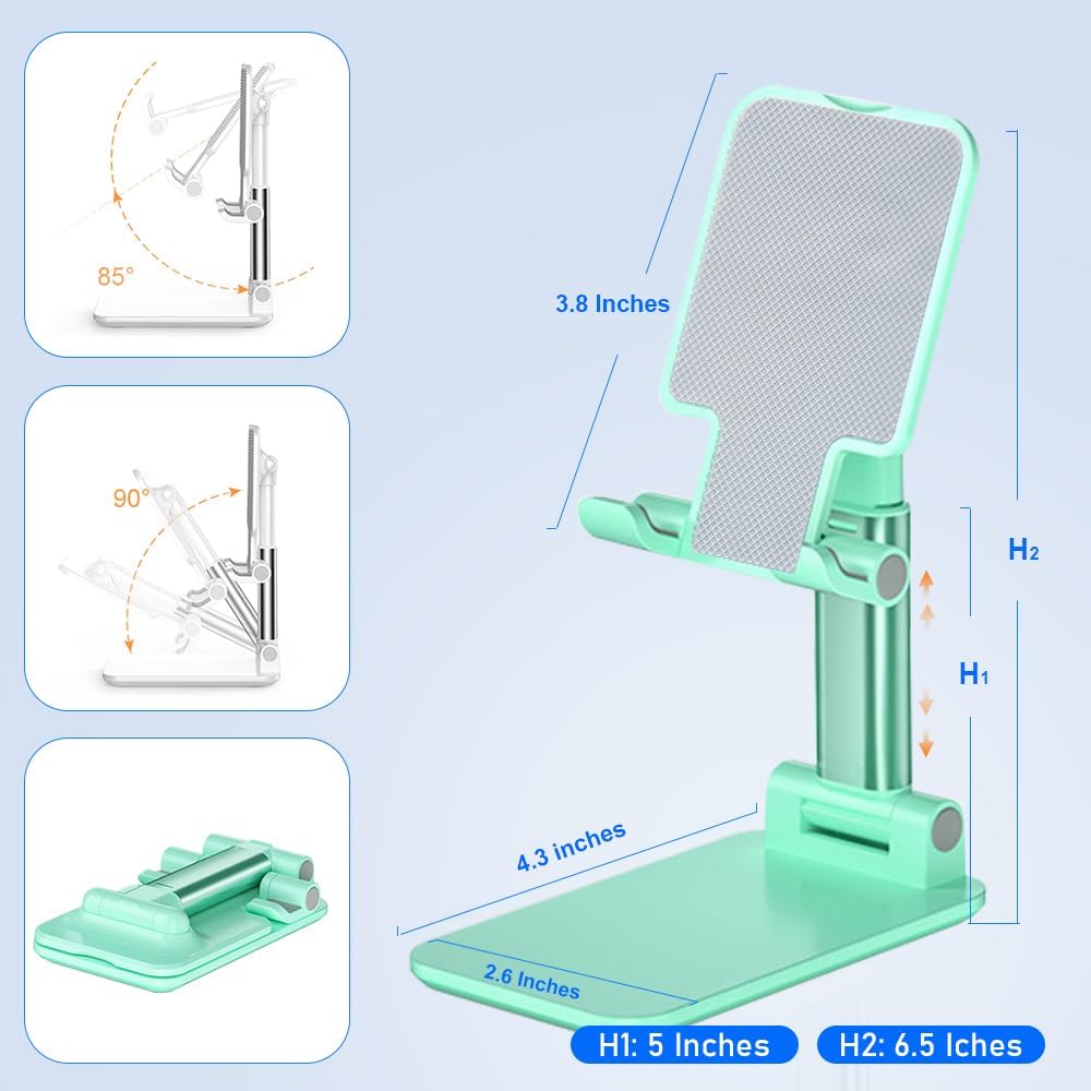 Phone Stand for Desk, Cell Phone Holder Cute Smart Cellphone Stand Foldable Stands Compatible with Under 8" Devices, Office Accessories, Pink