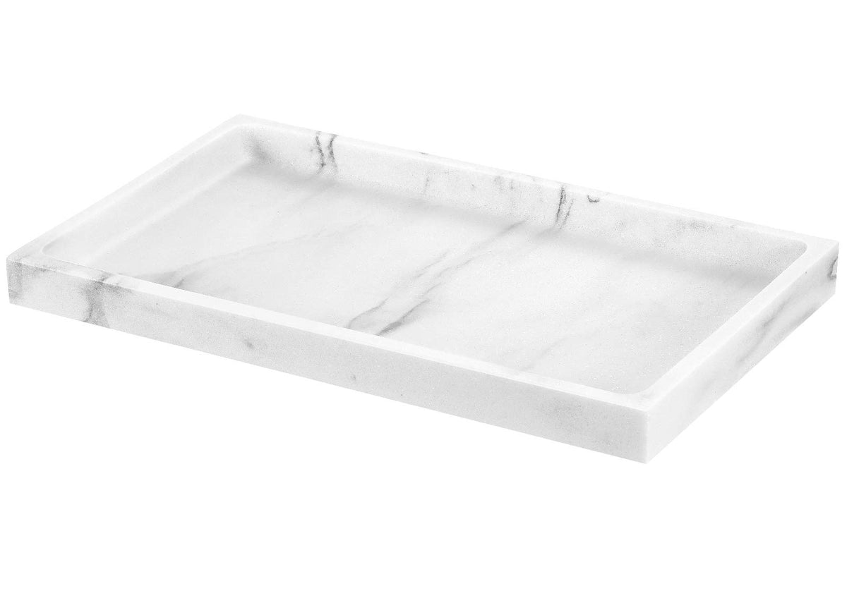 Luxspire Resin Bathroom Tray for Countertop Organizer, Mini, White Marble