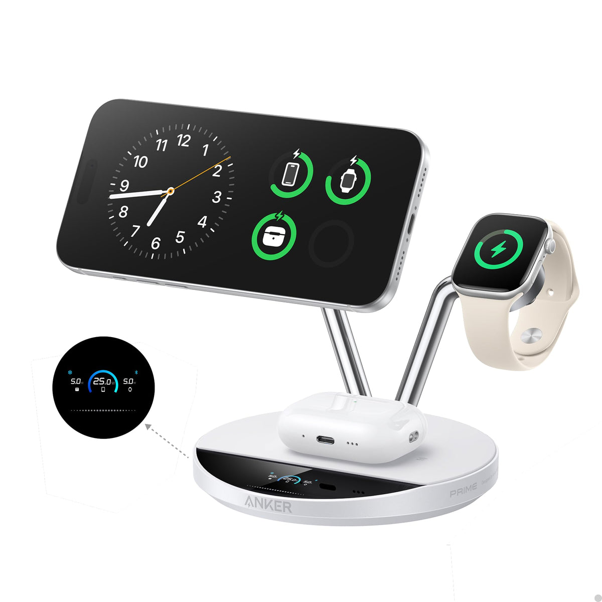 Anker Prime 3-in-1 Qi2.2 MagSafe Compatible 25W Wireless Charging Station